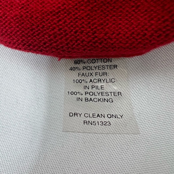 Chaus Red Womams XL Open Cardigan With Faux Fur Collar - Picture 7 of 8